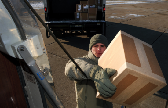 Parts shipment being loaded for delivery